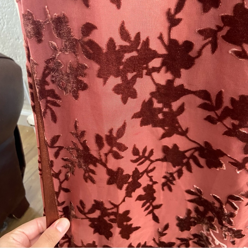 Skye Floral Burnout Velvet Dress Terracotta - Picture 12 of 16